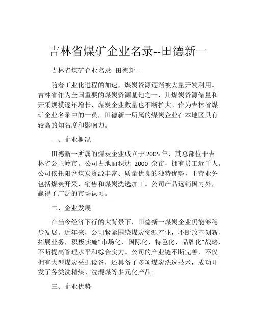 吉林省煤矿企业名录--田德新一