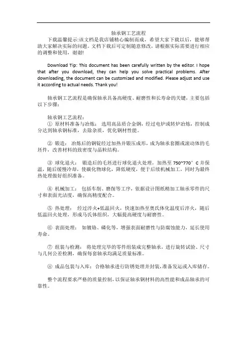 轴承钢工艺流程