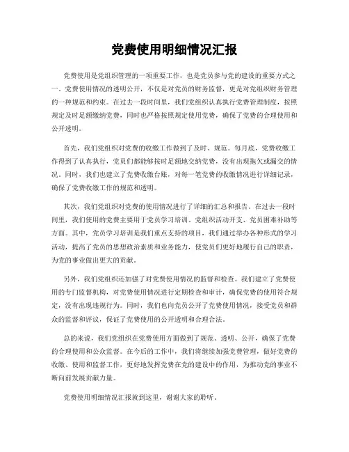 党费使用明细情况汇报