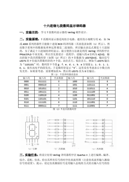 十六进制七段数码显示译码器
