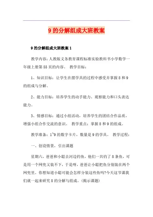 9的分解组成大班教案