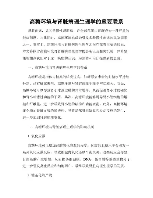 高糖环境与肾脏病理生理学的重要联系
