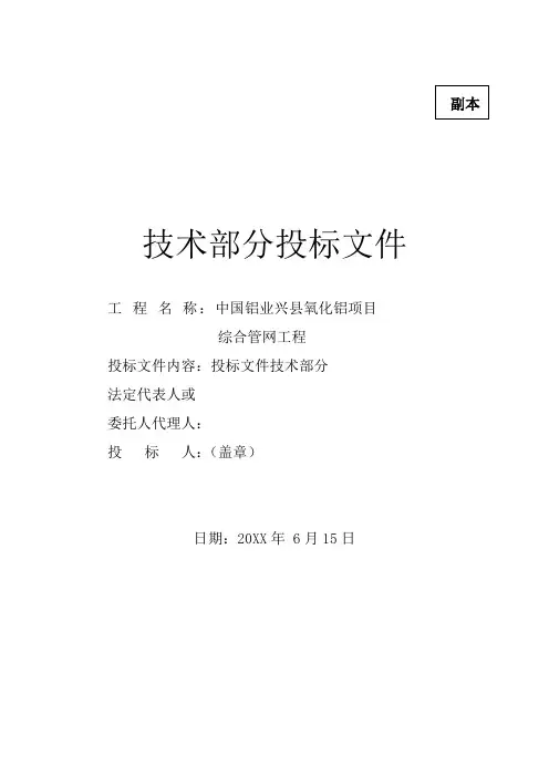 推荐-中国铝业兴县氧化铝项目综合管网技术标书 精品