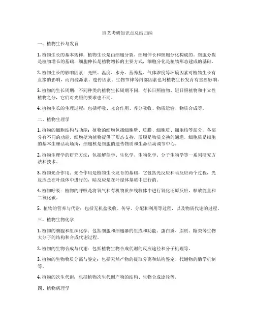 园艺考研知识点总结归纳