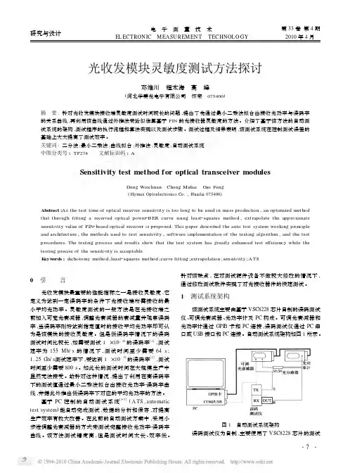 光收发模块灵敏度测试方法探讨