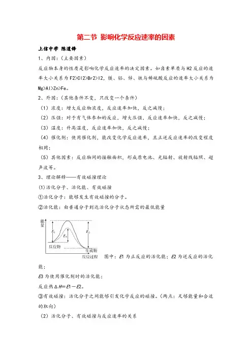 化学选修四第二章 影响化学反应速率的因素知识点