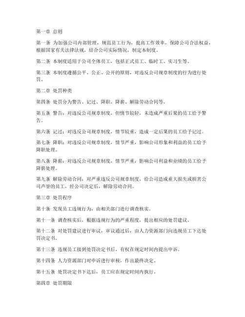 工作处罚管理制度