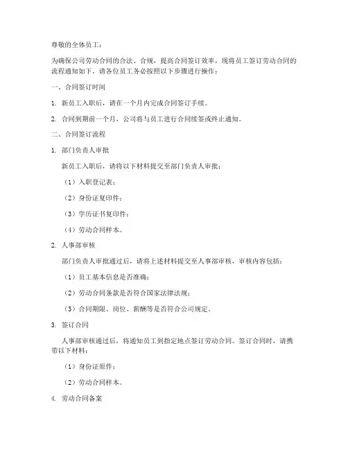 通知员工签合同流程