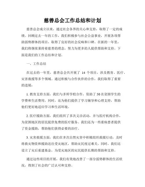 慈善总会工作总结和计划
