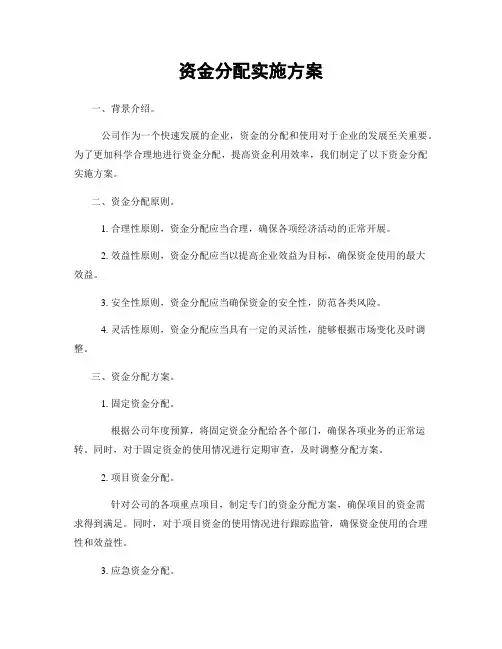 资金分配实施方案