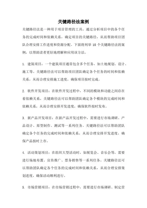 关键路径法案例