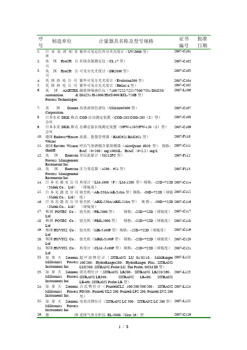 计量器具型式批准查询