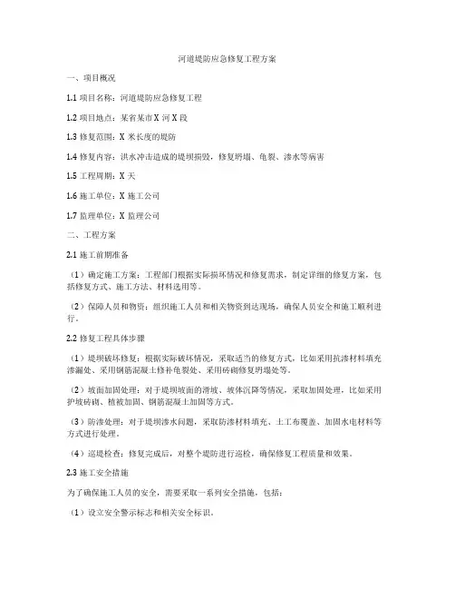 河道堤防应急修复工程方案