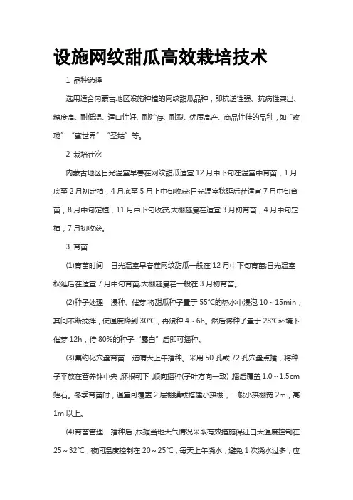 设施网纹甜瓜高效栽培技术
