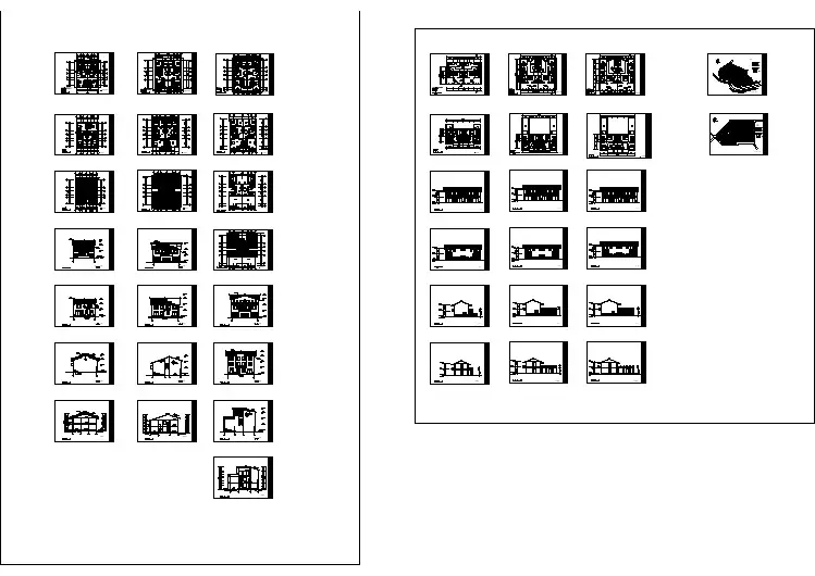 通用农村低层住宅建筑平面图、立面图和剖面图(多套)
