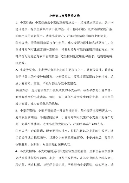 小麦病虫害及防治方法