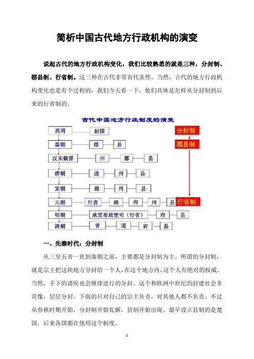 简析中国古代地方行政机构的演变