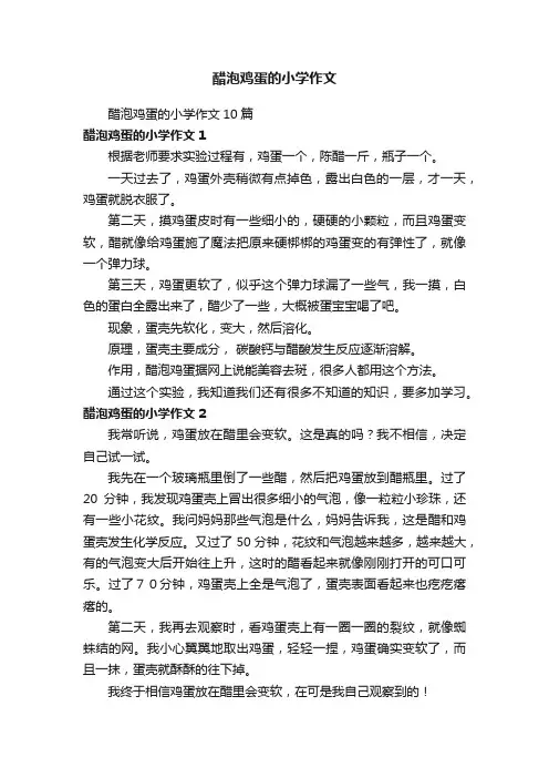 醋泡鸡蛋的小学作文10篇