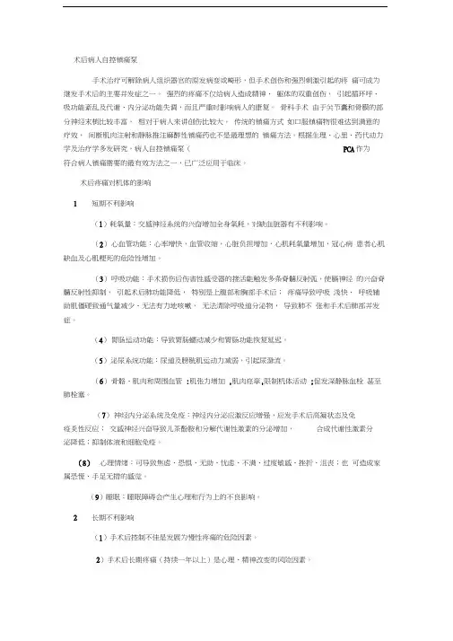 术后病人自控镇痛泵