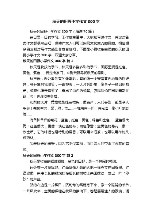 秋天的田野小学作文300字（精选70篇）