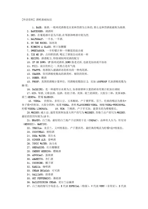 酒吧英语
