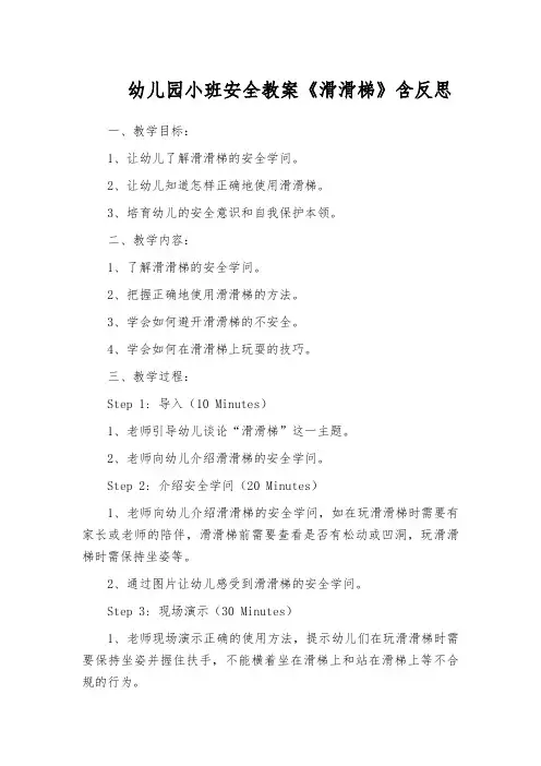 幼儿园小班安全教案《滑滑梯》含反思