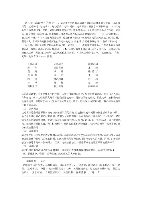 运动处方的制定