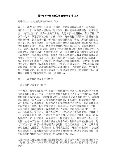 一次有趣的实验作文500字