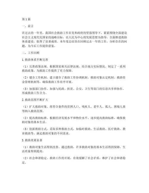 救助工作年度总结(3篇)