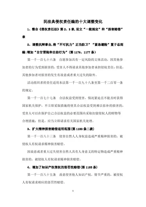 《民法典》侵权责任编的十大调整变化整理