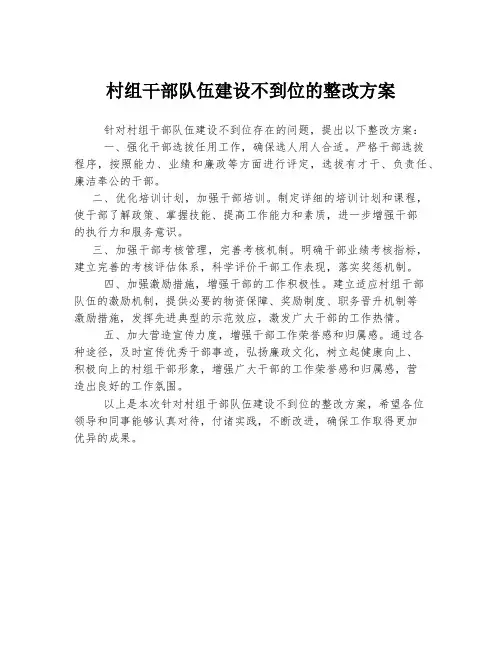 村组干部队伍建设不到位的整改方案