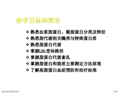 血脂和血浆脂蛋白检验
