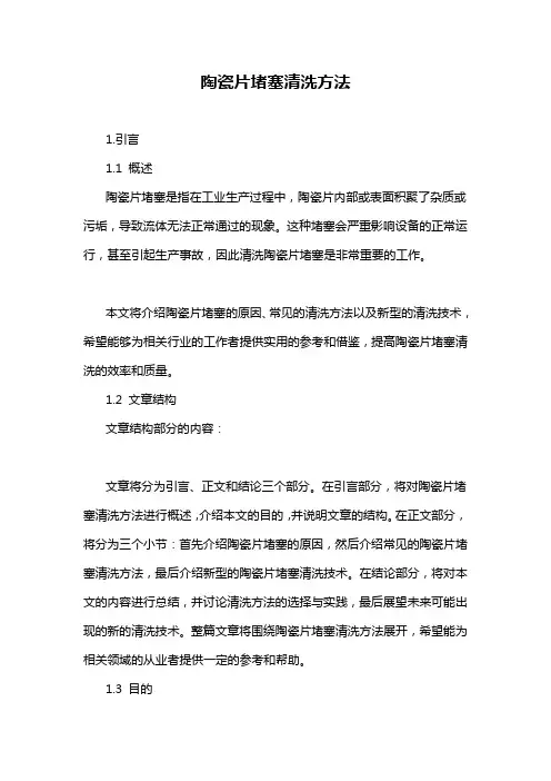 陶瓷片堵塞清洗方法