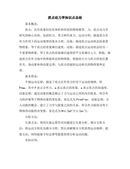 质点动力学知识点总结