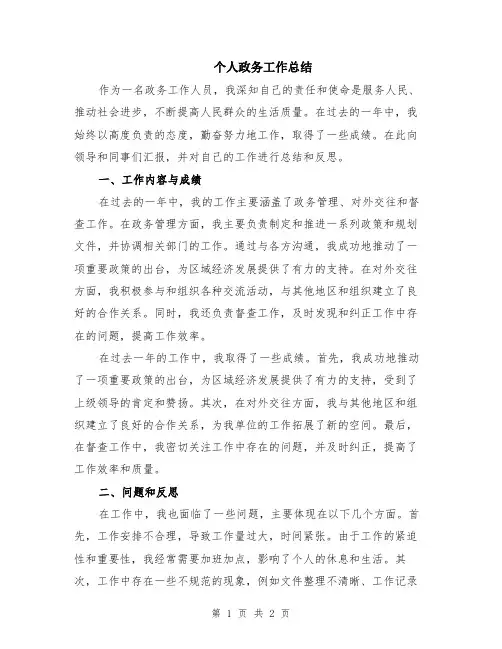 个人政务工作总结