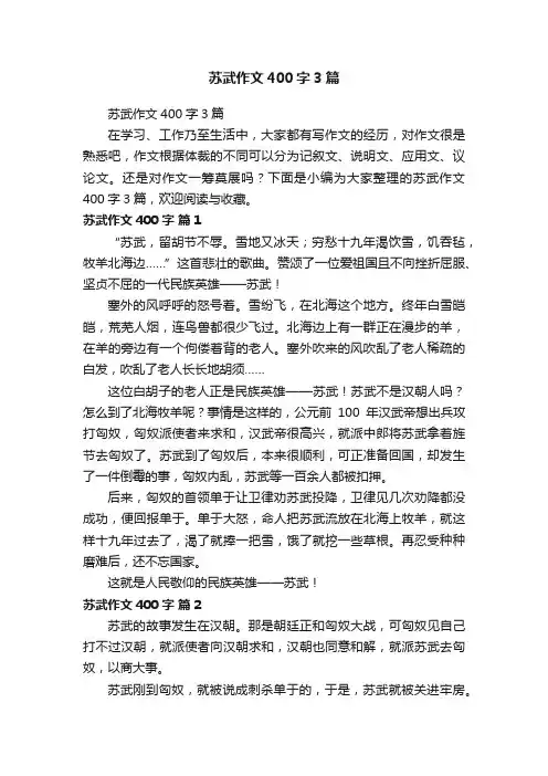 苏武作文400字3篇