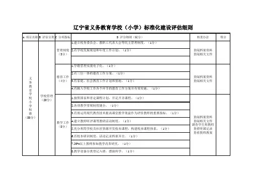 辽宁省标准化义务教育学校评估细则