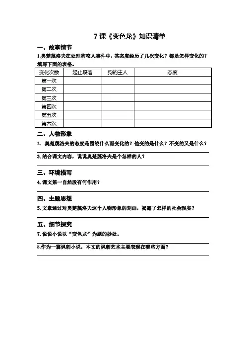 7.《变色龙》知识清单