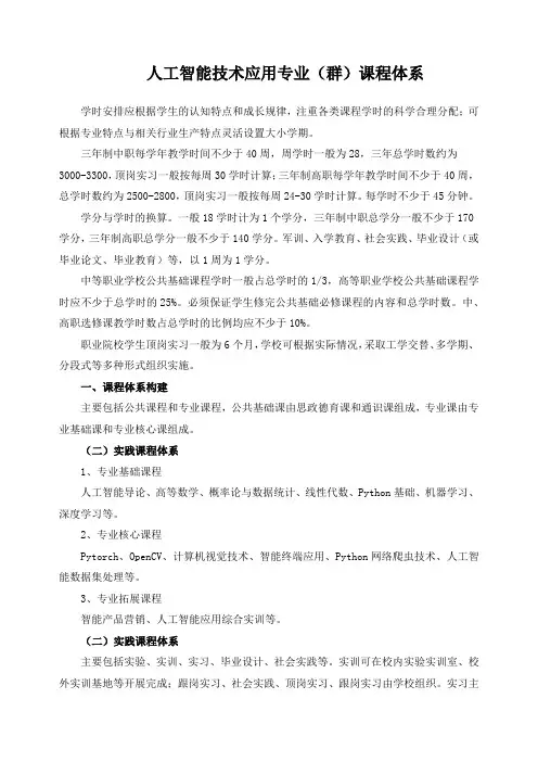 人工智能技术应用专业(群)课程体系