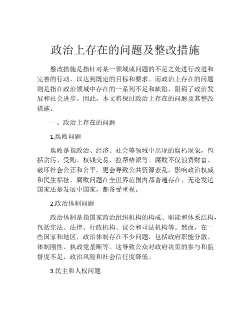政治上存在的问题及整改措施