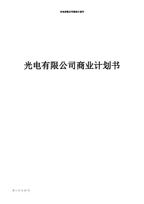光电有限公司商业计划书