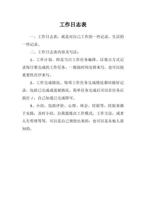工作日志表