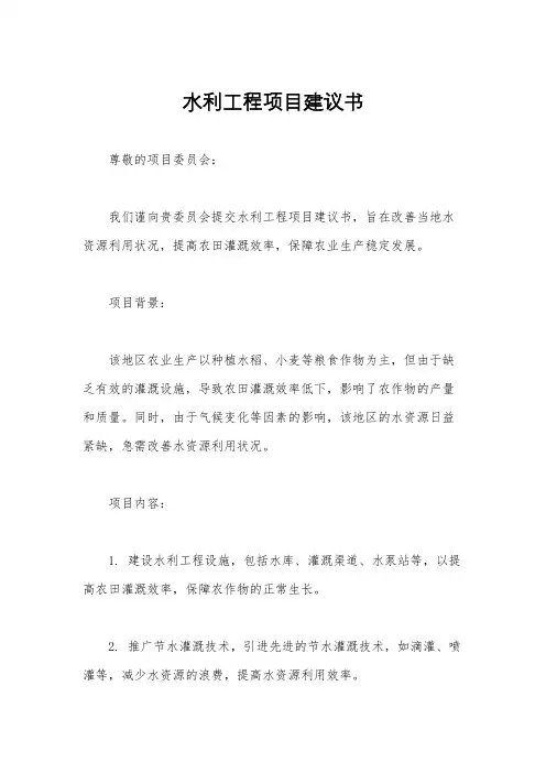 水利工程项目建议书