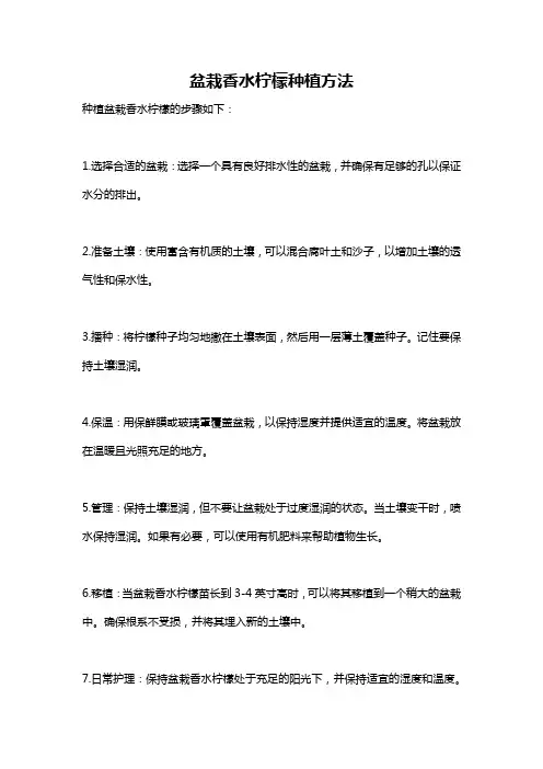 盆栽香水柠檬种植方法