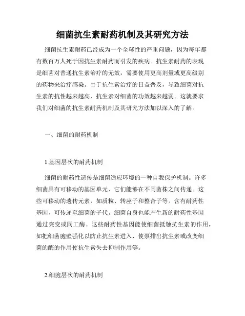 细菌抗生素耐药机制及其研究方法