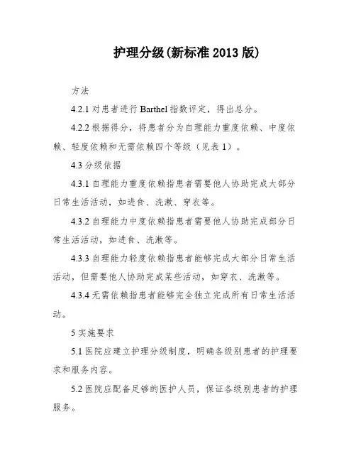 护理分级(新标准2013版)