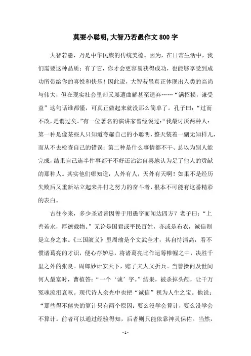 莫耍小聪明,大智乃若愚作文800字