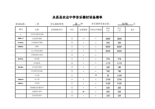 音乐器材设备清单