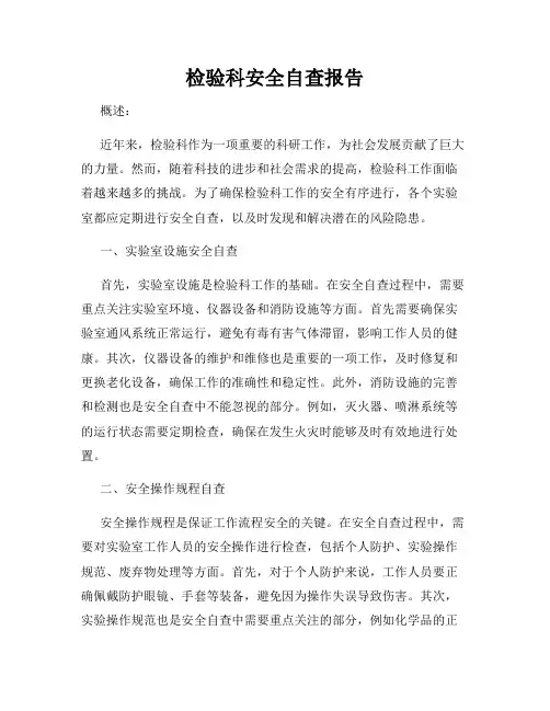 检验科安全自查报告