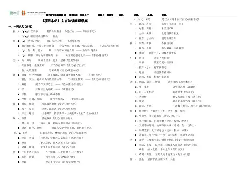 《项羽本纪》知识梳理
